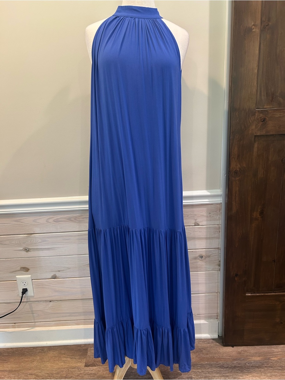 M351 Women's Halter Maxi Dress in Royal Blue Sz. L